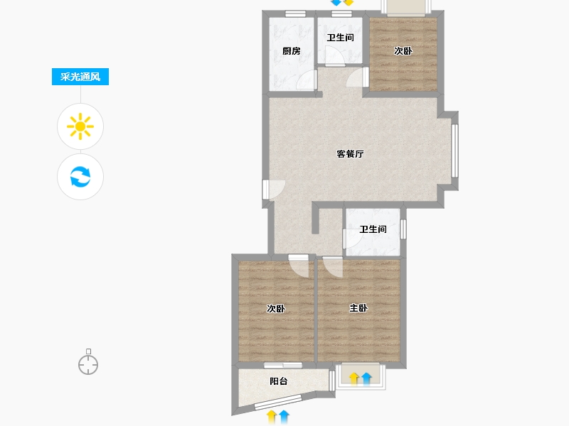 安徽省-合肥市-黄山花园-95.00-户型库-采光通风