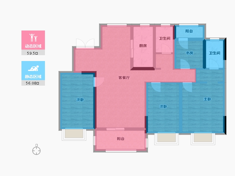 安徽省-安庆市-高速·时代公馆-102.00-户型库-动静分区