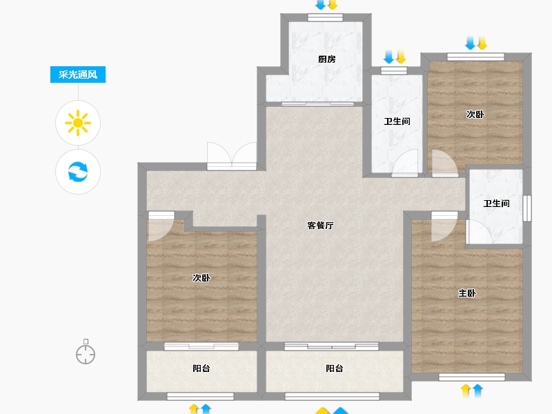 山东省-德州市-高盛首府-106.00-户型库-采光通风