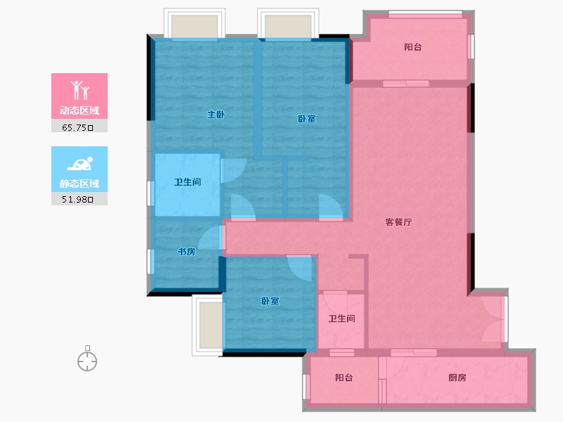 重庆-重庆市-约克郡-110.00-户型库-动静分区