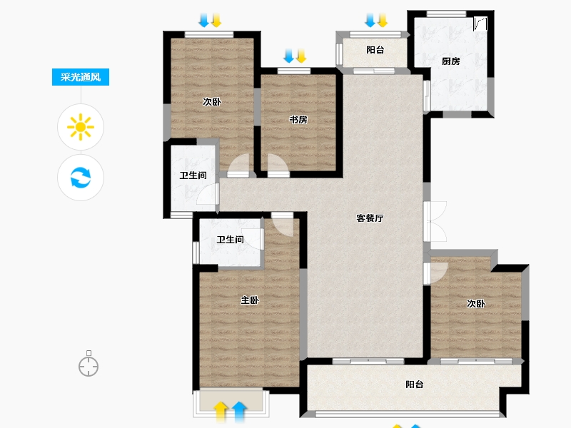 陕西省-西安市-中地南苑-142.22-户型库-采光通风