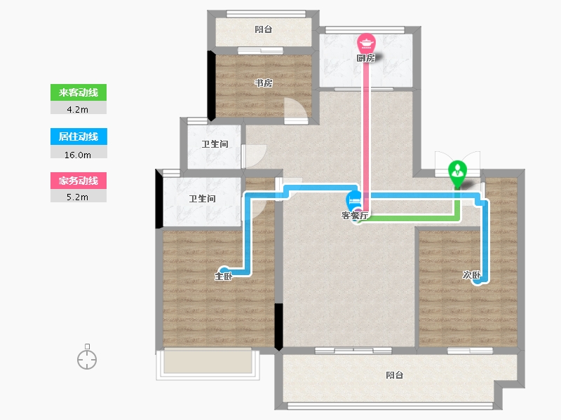 安徽省-安庆市-国翠公馆-110.00-户型库-动静线