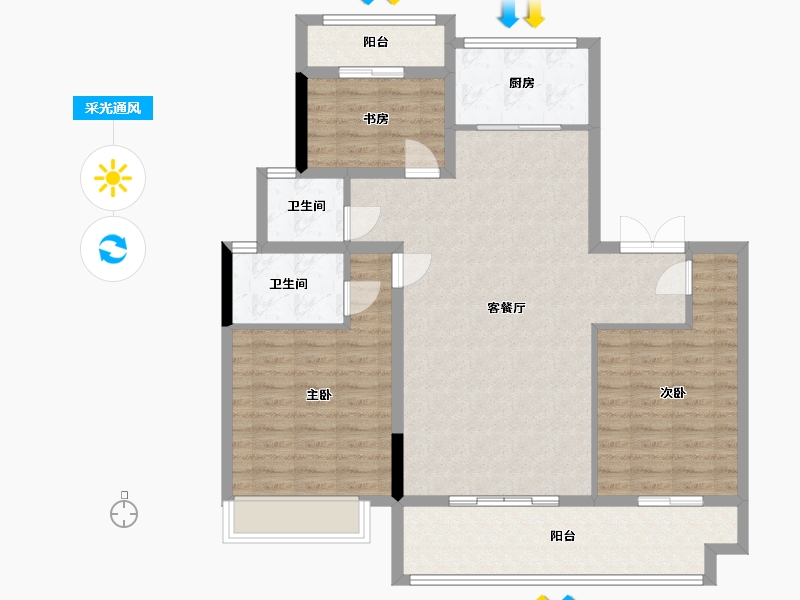 安徽省-安庆市-国翠公馆-110.00-户型库-采光通风