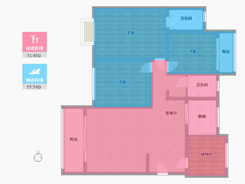 湖北省-黄冈市-福苓家园-128.00-户型库-动静分区