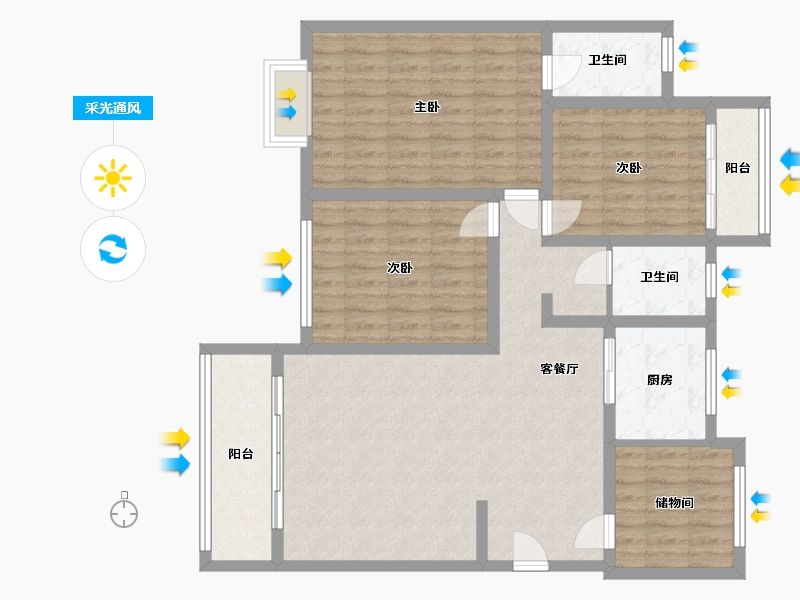 湖北省-黄冈市-福苓家园-128.00-户型库-采光通风