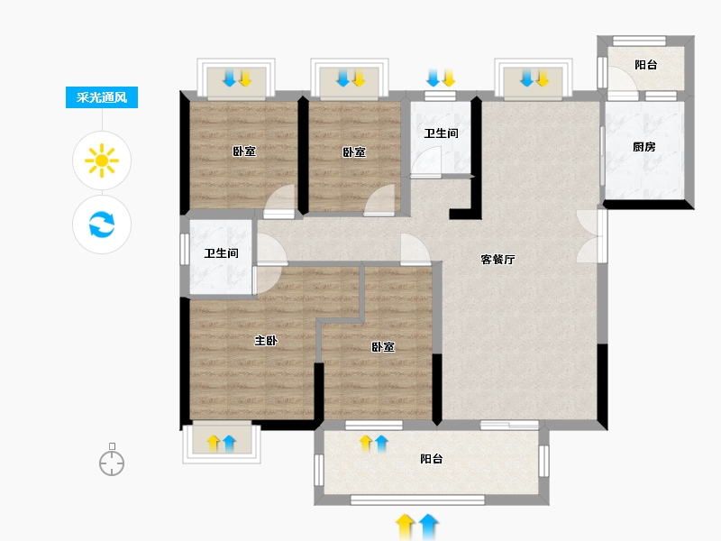 湖北省-宜昌市-宜都都市华府-110.00-户型库-采光通风