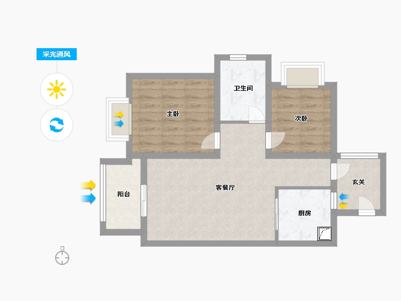 湖北省-武汉市-向阳庭苑-60.00-户型库-采光通风