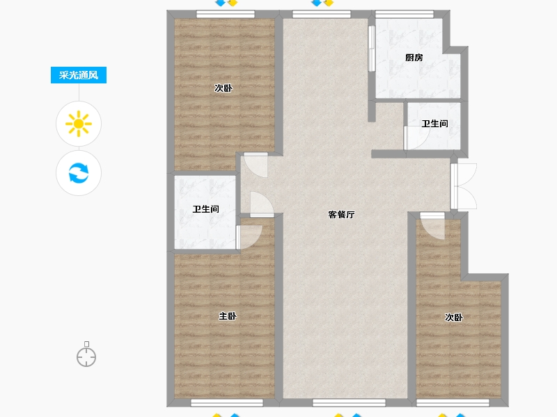 内蒙古自治区-锡林郭勒盟-君泰国际-124.80-户型库-采光通风