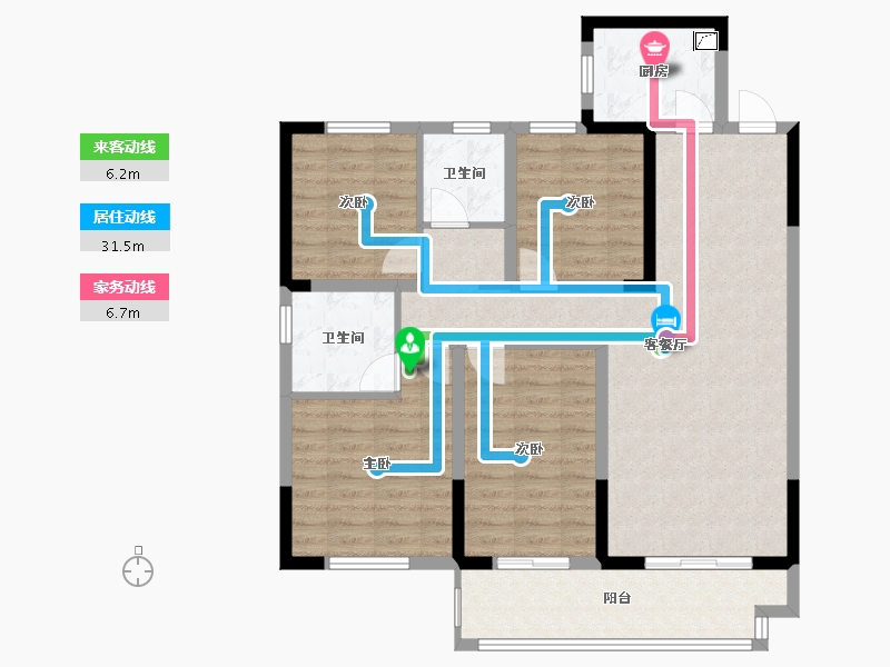 安徽省-宿州市-南姚里-103.00-户型库-动静线