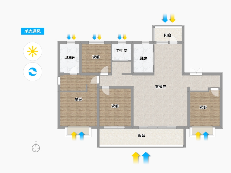 山东省-临沂市-阜丰未来城-132.00-户型库-采光通风