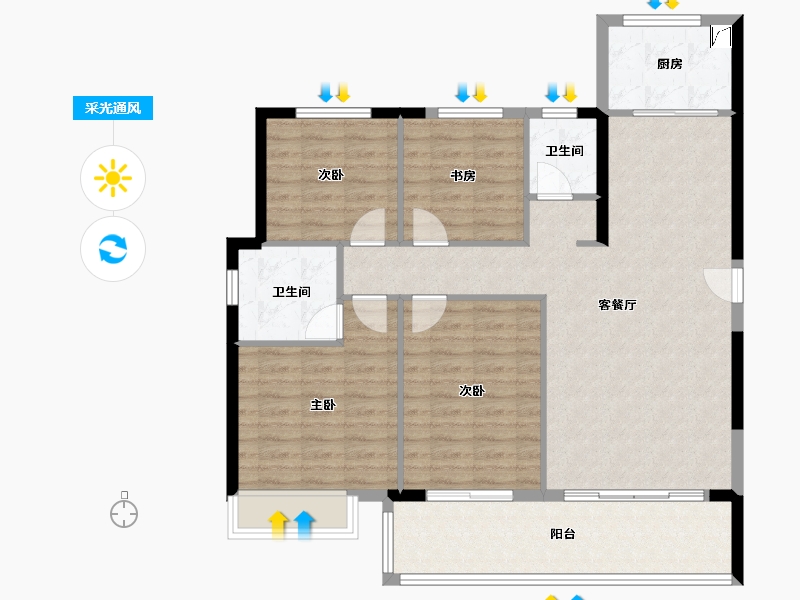 福建省-莆田市-凯天青山城峰璟-105.46-户型库-采光通风