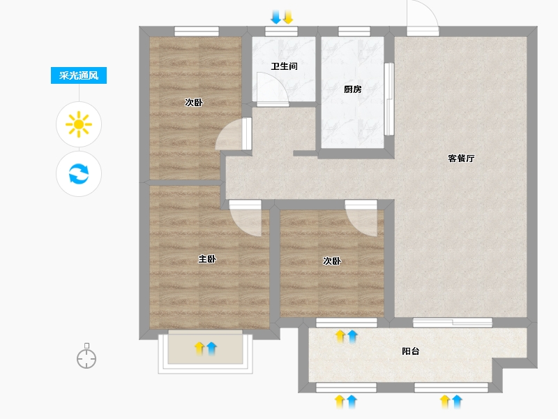 山东省-济南市-悦隽风华-77.00-户型库-采光通风