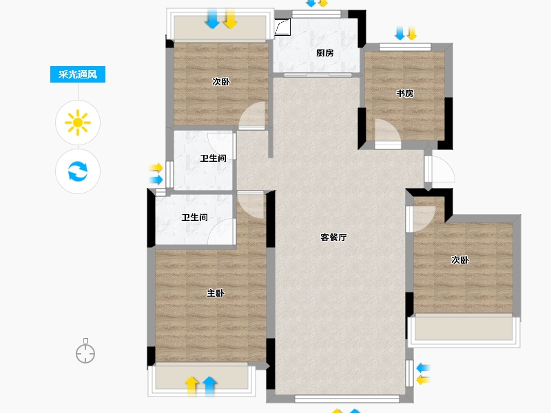 安徽省-宣城市-贝林·棠樾湾-93.00-户型库-采光通风