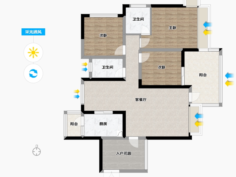 四川省-成都市-保利心语花园-二期-120.00-户型库-采光通风