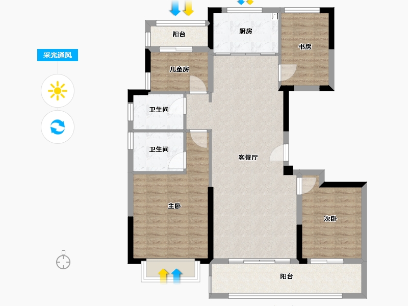 浙江省-绍兴市-祥生云栖花园-102.00-户型库-采光通风