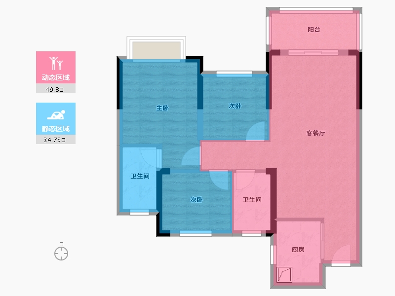 湖南省-长沙市-和苑天辰-83.00-户型库-动静分区