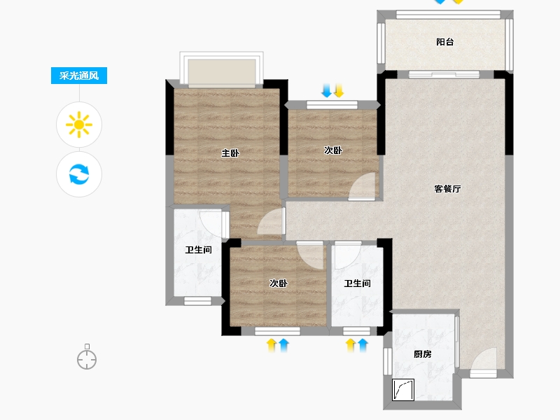 湖南省-长沙市-和苑天辰-83.00-户型库-采光通风