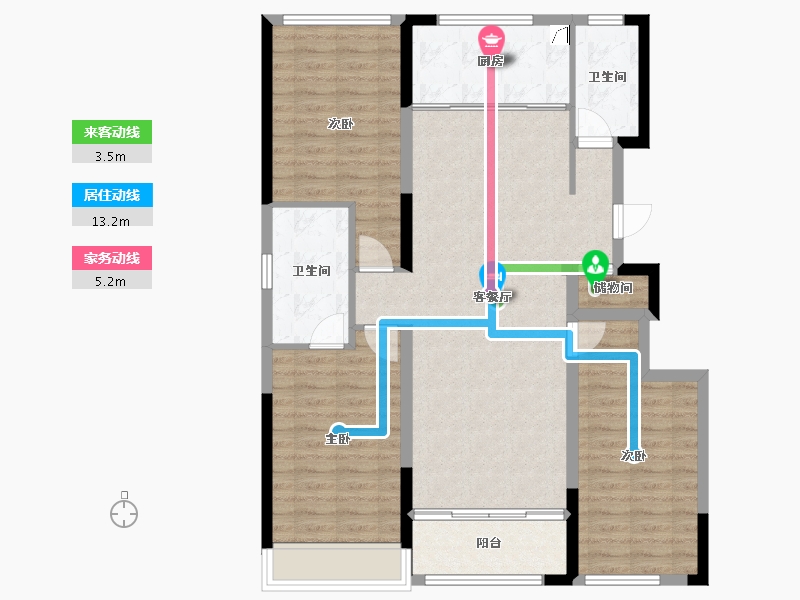 山东省-潍坊市-鲁鸿泰华·兰亭序-113.91-户型库-动静线