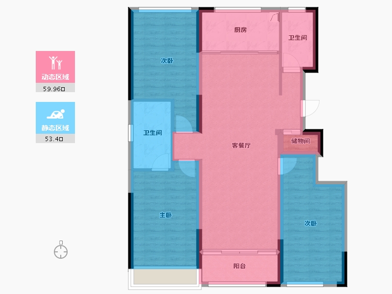 山东省-潍坊市-鲁鸿泰华·兰亭序-113.91-户型库-动静分区