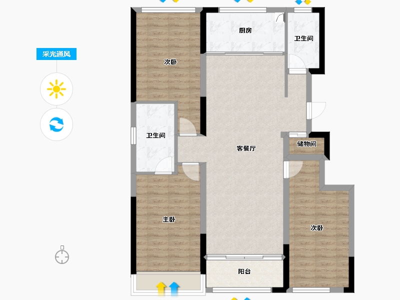 山东省-潍坊市-鲁鸿泰华·兰亭序-113.91-户型库-采光通风