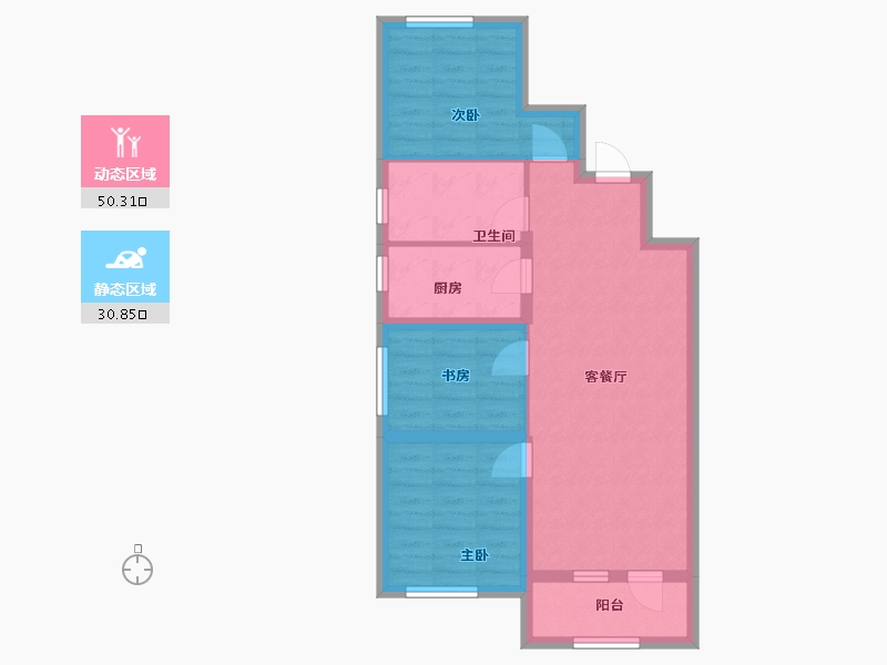 辽宁省-沈阳市-明华彩虹里-85.00-户型库-动静分区