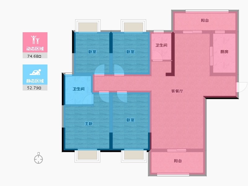 湖北省-咸宁市-乐家小区-126.90-户型库-动静分区