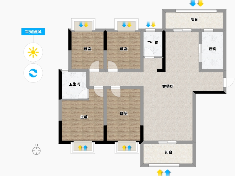 湖北省-咸宁市-乐家小区-126.90-户型库-采光通风