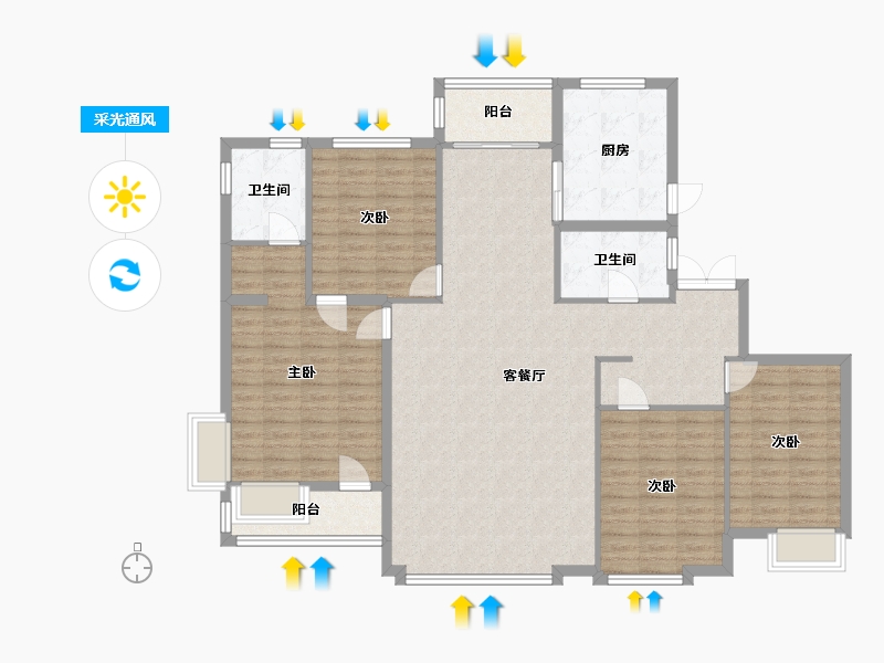 河北省-石家庄市-国际城-3期-124.00-户型库-采光通风