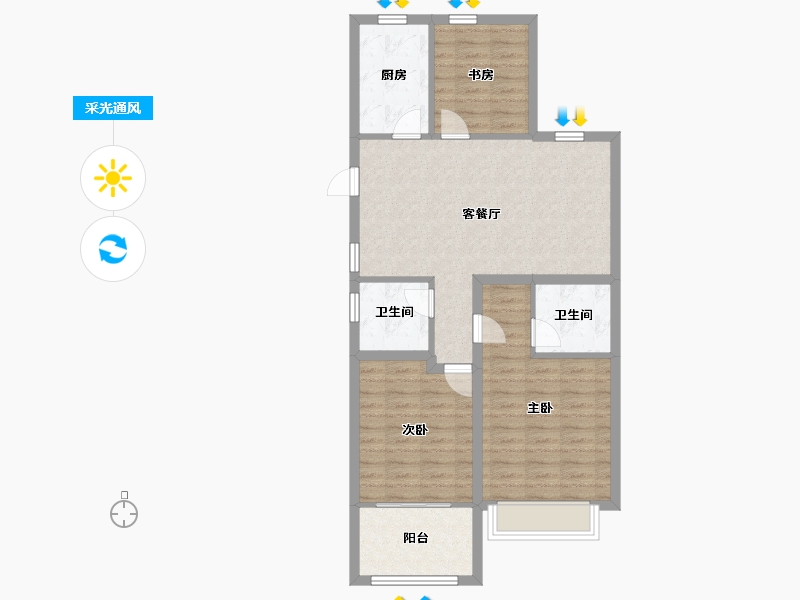 浙江省-绍兴市-卧龙天香南园-107.00-户型库-采光通风