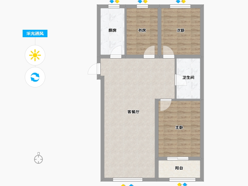 河北省-唐山市-部东里·花溪苑-88.00-户型库-采光通风