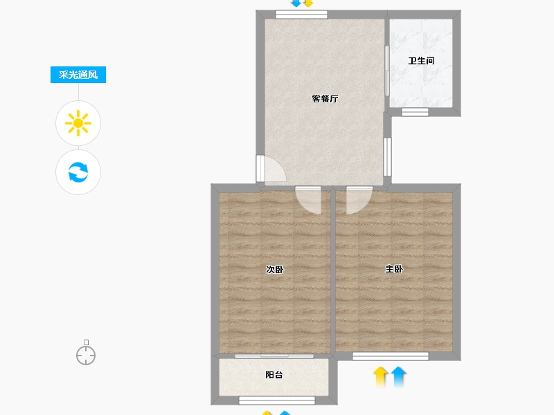 上海-上海市-泾华新村-55.97-户型库-采光通风