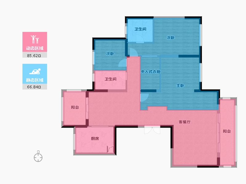 新疆维吾尔自治区-伊犁哈萨克自治州-海棠公寓-135.00-户型库-动静分区