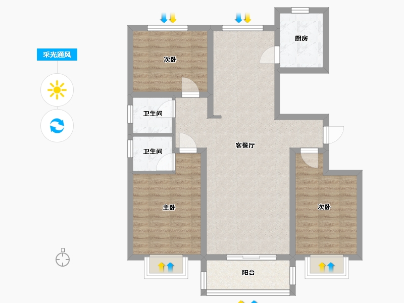 河北省-邢台市-聚馨苑小区-126.00-户型库-采光通风