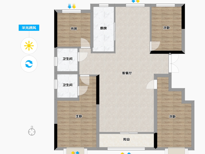 山东省-潍坊市-安顺府-123.63-户型库-采光通风