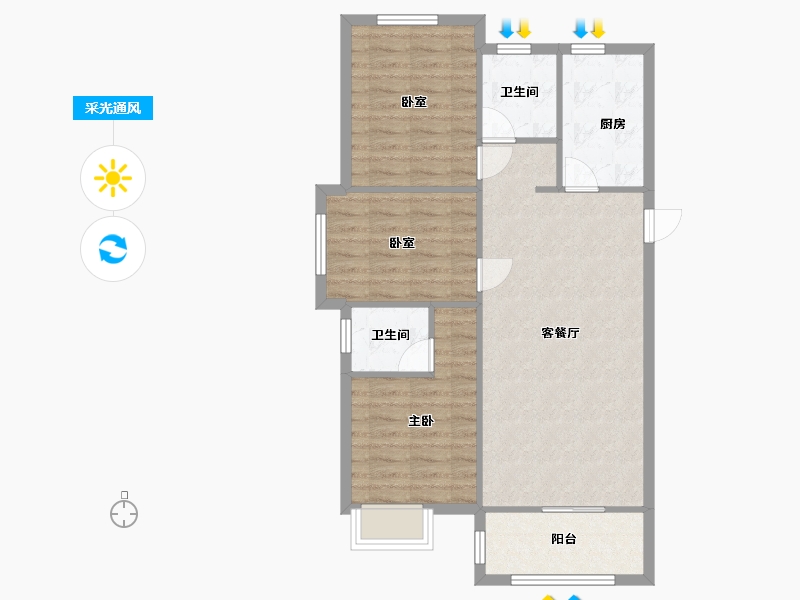 湖北省-武汉市-融创九坤璟宸时代-81.00-户型库-采光通风