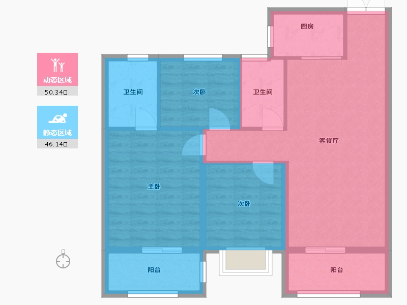 浙江省-温州市-金色滨江-87.00-户型库-动静分区