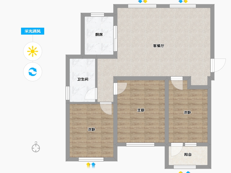 山东省-威海市-威高新城·信和苑-81.90-户型库-采光通风