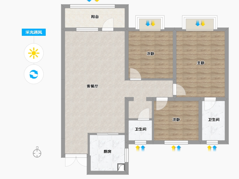 新疆维吾尔自治区-石河子市-天富新天地-100.00-户型库-采光通风