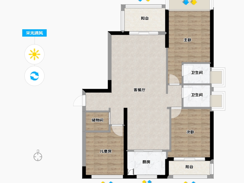 福建省-泉州市-财富中心广场-120.00-户型库-采光通风