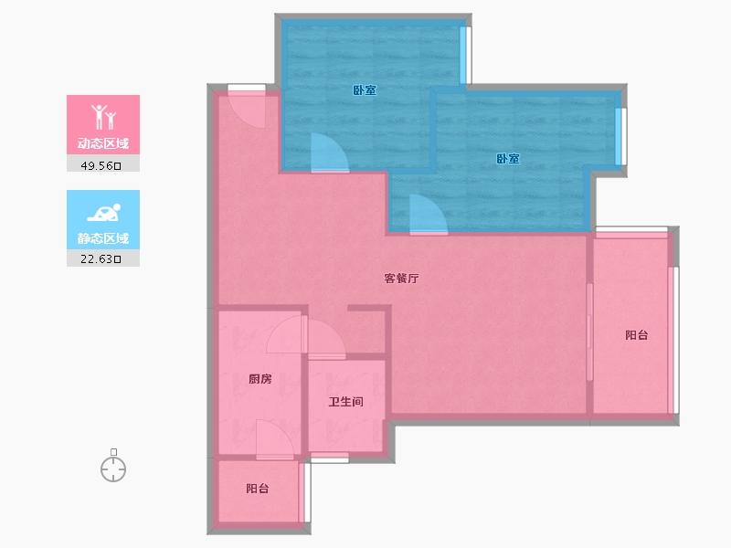 四川省-成都市-麦田国际-65.00-户型库-动静分区