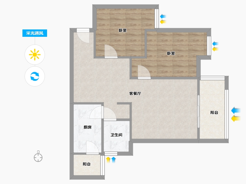 四川省-成都市-麦田国际-65.00-户型库-采光通风