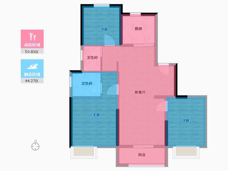 浙江省-金华市-保利大国璟-85.00-户型库-动静分区