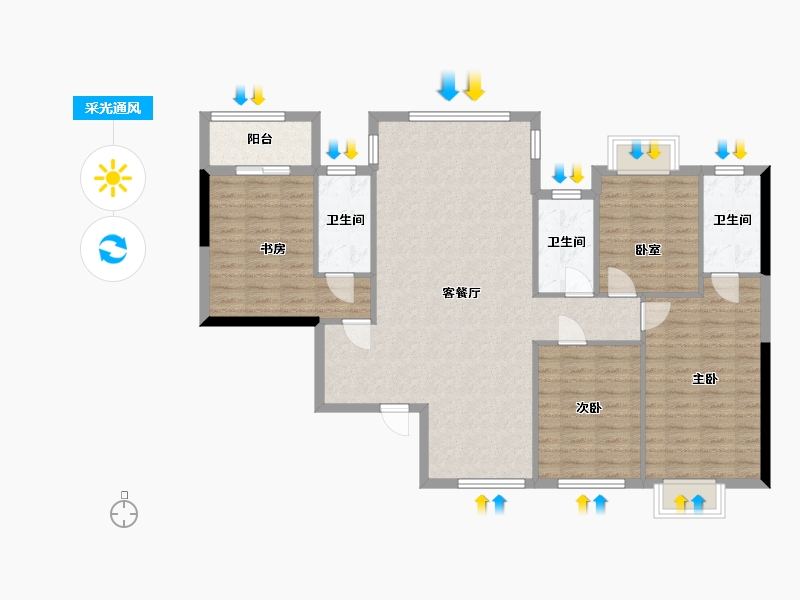 贵州省-遵义市-天利人和公园壹号-128.00-户型库-采光通风