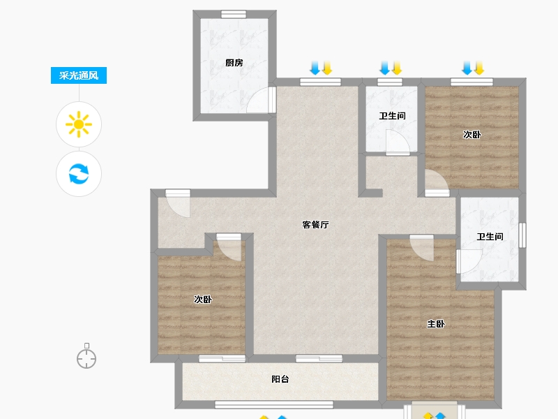 河南省-新乡市-天河湾-99.50-户型库-采光通风