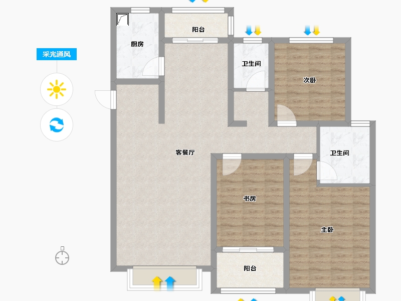 山东省-济南市-黄台小区-110.00-户型库-采光通风