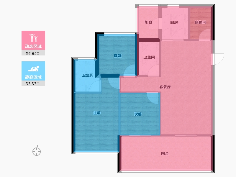 云南省-丽江市-方朋·上东院-80.80-户型库-动静分区