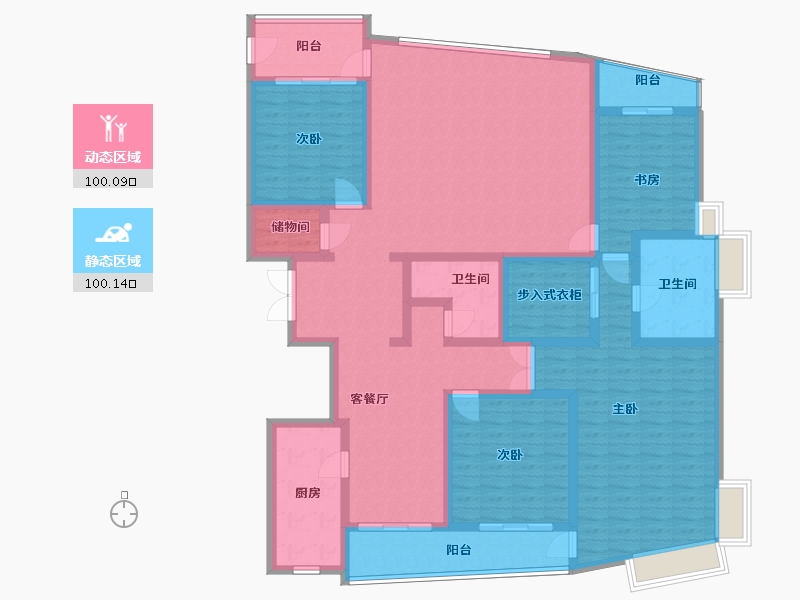 上海-上海市-浦东世纪花园二期-180.00-户型库-动静分区