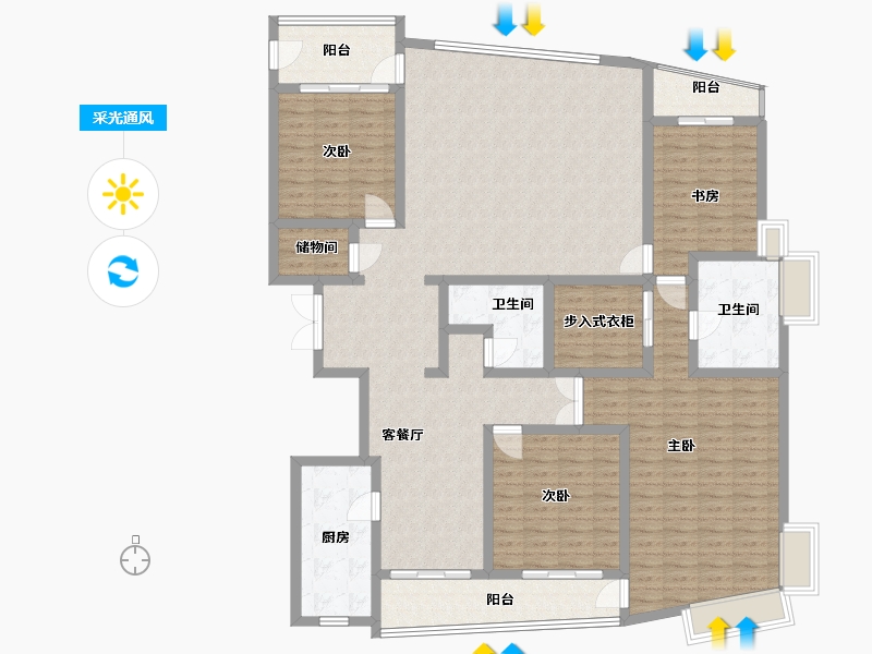 上海-上海市-浦东世纪花园二期-180.00-户型库-采光通风