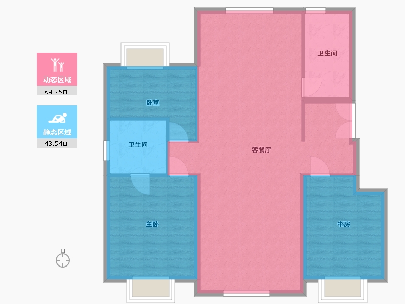 辽宁省-抚顺市-汇银东樾-110.00-户型库-动静分区