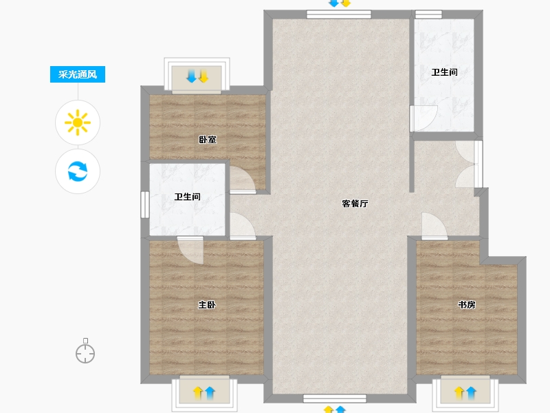 辽宁省-抚顺市-汇银东樾-110.00-户型库-采光通风